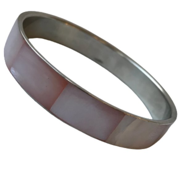 Vintage Shell Inlay Silver Boho Bangle Bracelets - Picture 4 of 16